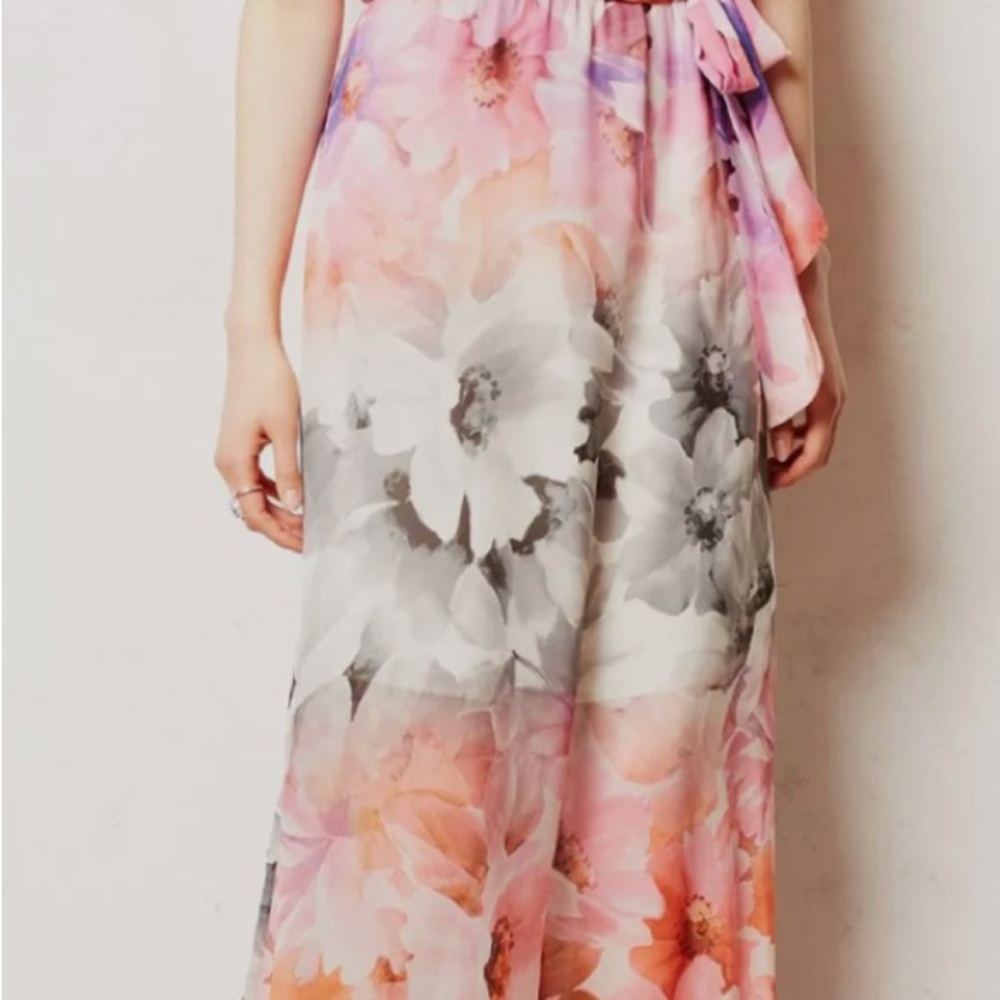 Floral Maxi Dress in Pink and Gray